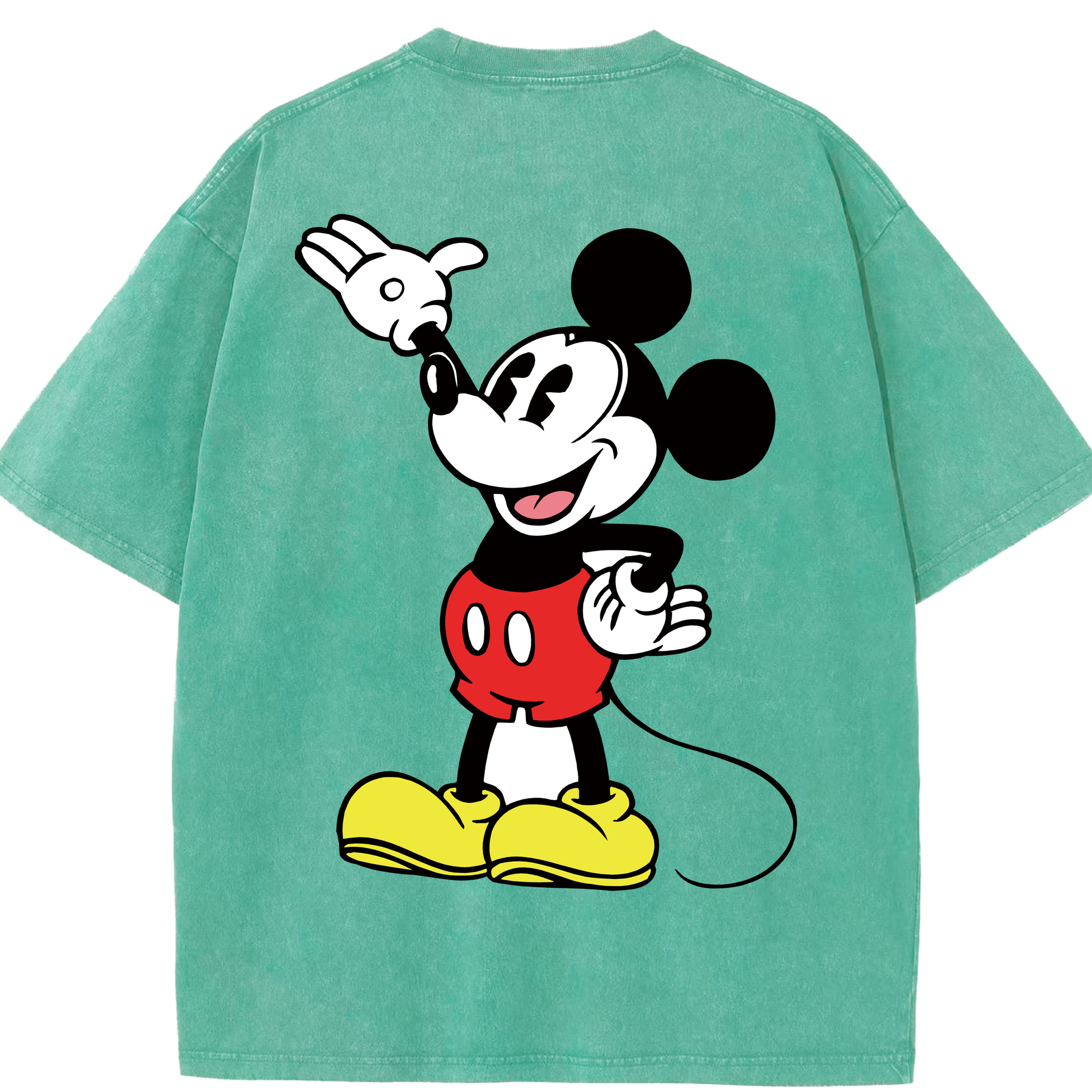 （画像用） ミッキーマウス Mickey Mouse 綿100% ヴィンテージ風 半袖Tシャツ（背面プリント）
